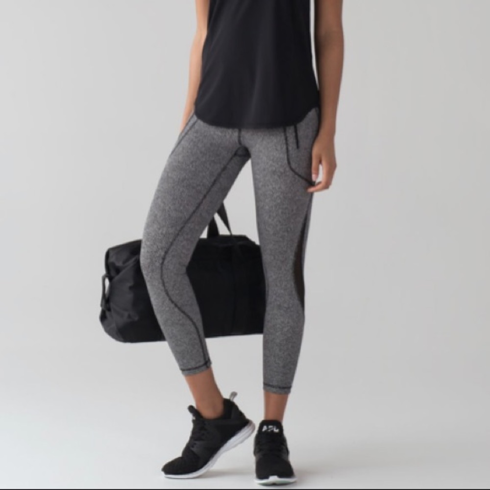 Lululemon Invigorate Black White Pattern Crop Leggings